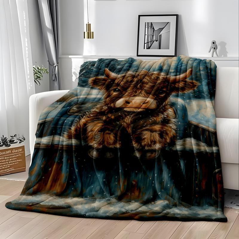 Highland Cow Blankets Flannel Throw Blanket Soft Warm Naps Portable Blanket For Couch Bed Sofa Perfect Gift For Kids Adults