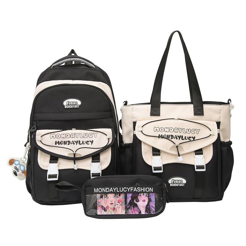 Junior High School Students 'schoolbag Women Light Reduce Burden Face Value Ins Style Large Capacity Backpack Primary Three-piece