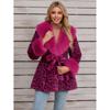 Womens Short Faux Fur Coat Leopard Print Belted Warm Leather Plush Outerwear