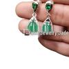 Ice Jade Green Chalcedony Water Drop Earrings with Agate and Diamond Inlay