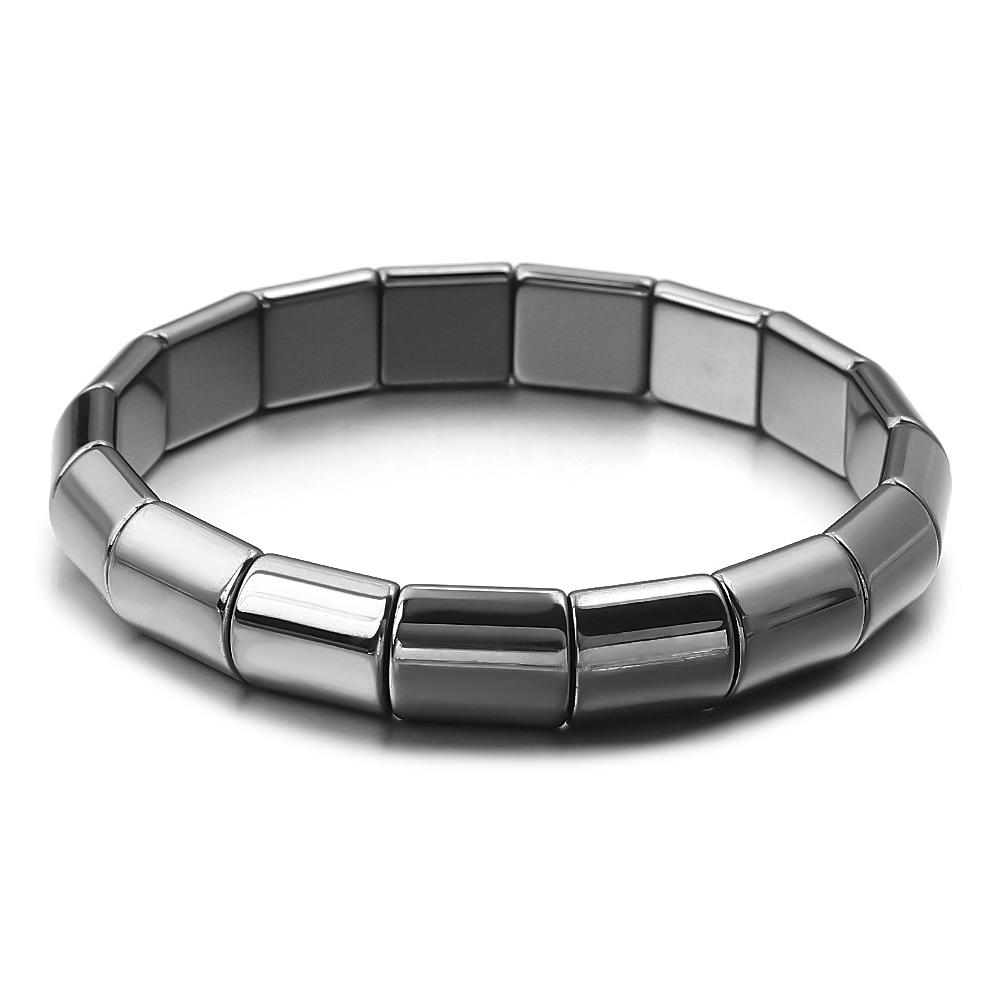 

1 Strand Natural Black Hematite Stone Bracelet Men Personalized Simple Fashion Jewelry for Boyfriend Father’s Day Gifts 19cm