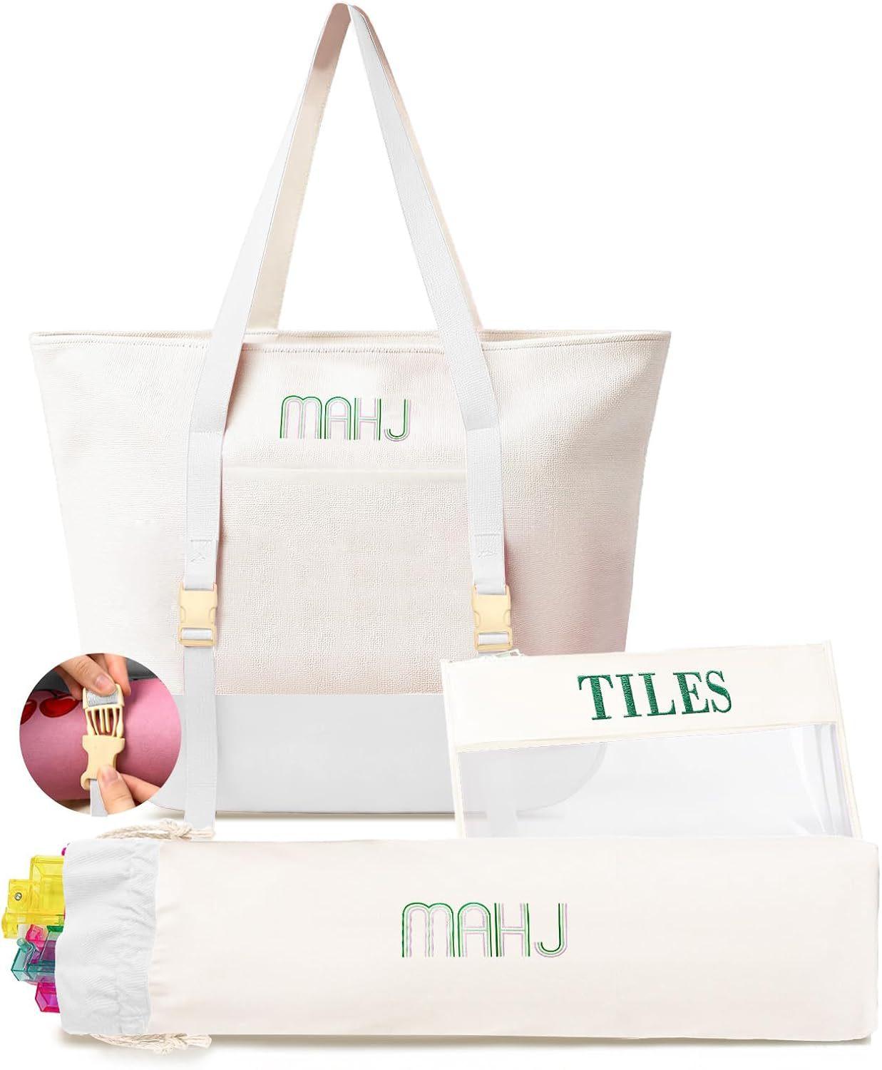 Modern Luxury Durable Canvas Three-piece Mahjong Table Storage Bag Customizable Large Capacity Cosmetic Travel Toiletry Bags