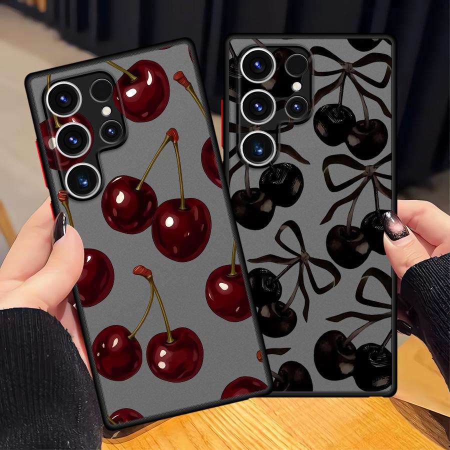 Stylish Cherry Pattern Funda Back Phone Cover Case for Samsung Galaxy S21 S20 FE S26 S23 FE Note 20 Ultra 10+ S22 S24 Plus S25