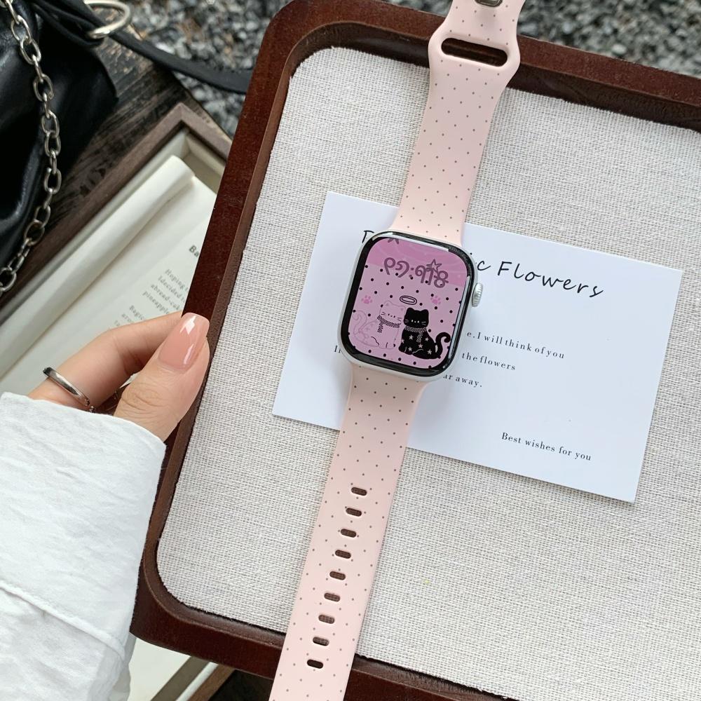 Wide Floral Polka Dot Silicone Strap Butterfly Buckle for Apple Watch Series12 11 10 SE1 2 3/Ultra4 3 2 38/42/45/49 mm
