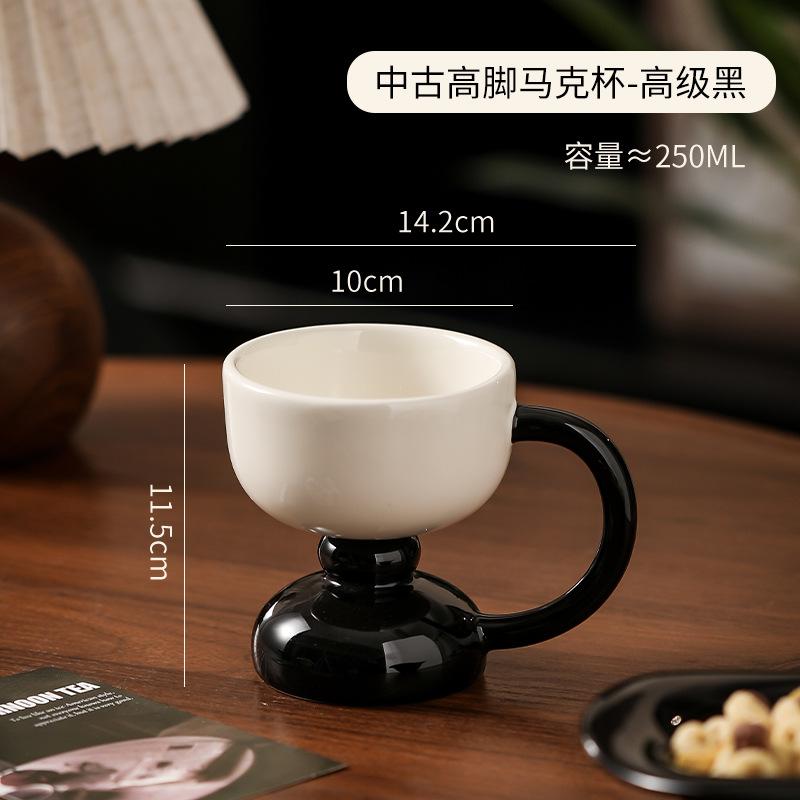 

Керамическая Десертная Чашка-Кружка на Высокой Ножке для Женщин Офисная Кофейная Чашка Домашняя Для Завтрака Чашка для Мороженого Роскошная 250ml