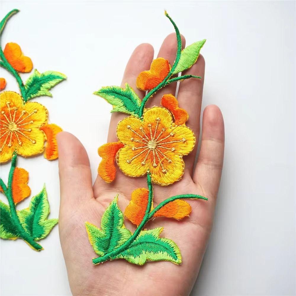 Flowers Leaves Sew Iron On Patches Hot Melt Adhesive Ironing DIY Embroidery Flowers Patch Clothes Patchwork Sticker for Clothes