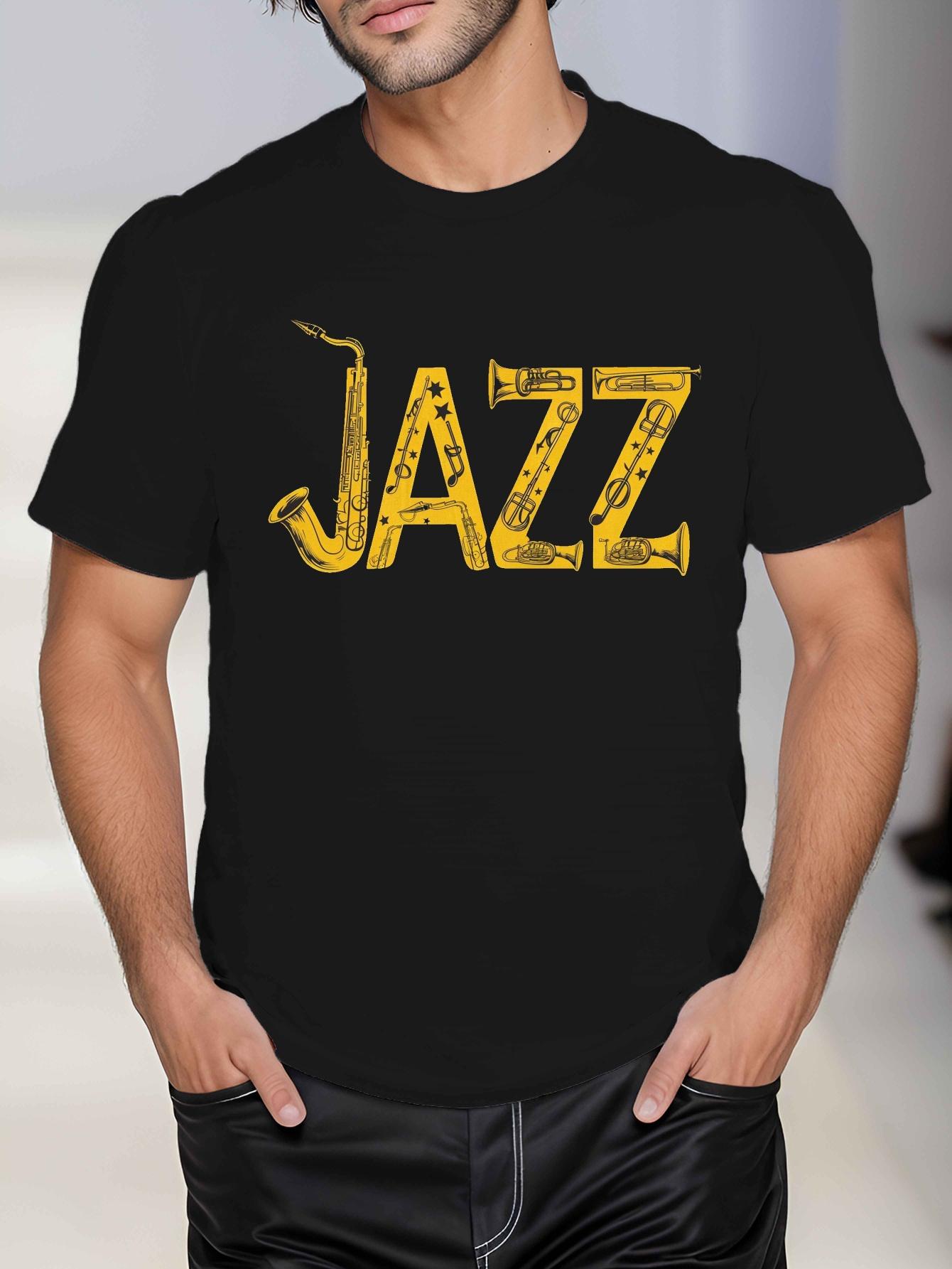 Music Jazz InstruUnisext Print TShirt Casual Crew Neck Short Sleeve Polyester Cheap Outfit Tee Geometric Pattern Graphic T Shirt S
