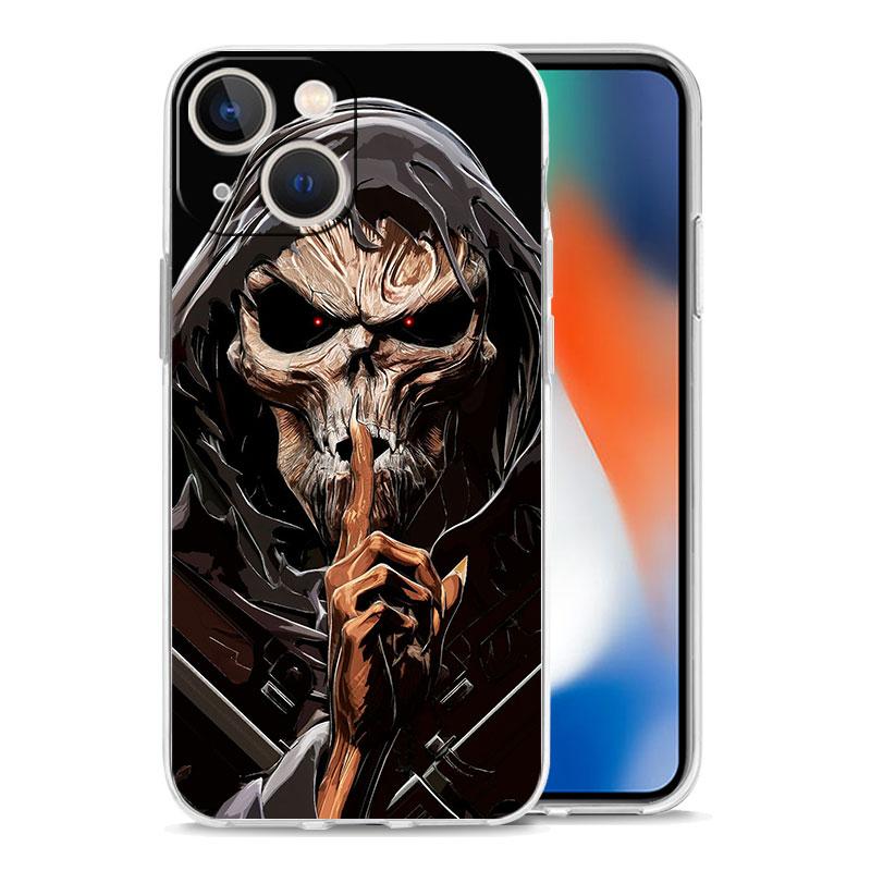 Phone Case For iPhone 17 Cases iPhone Air 16 15 12 13 14 Pro Max 7 8 Plus 16Pro iPhone11 Cover Grim Reaper Skull Skeleton