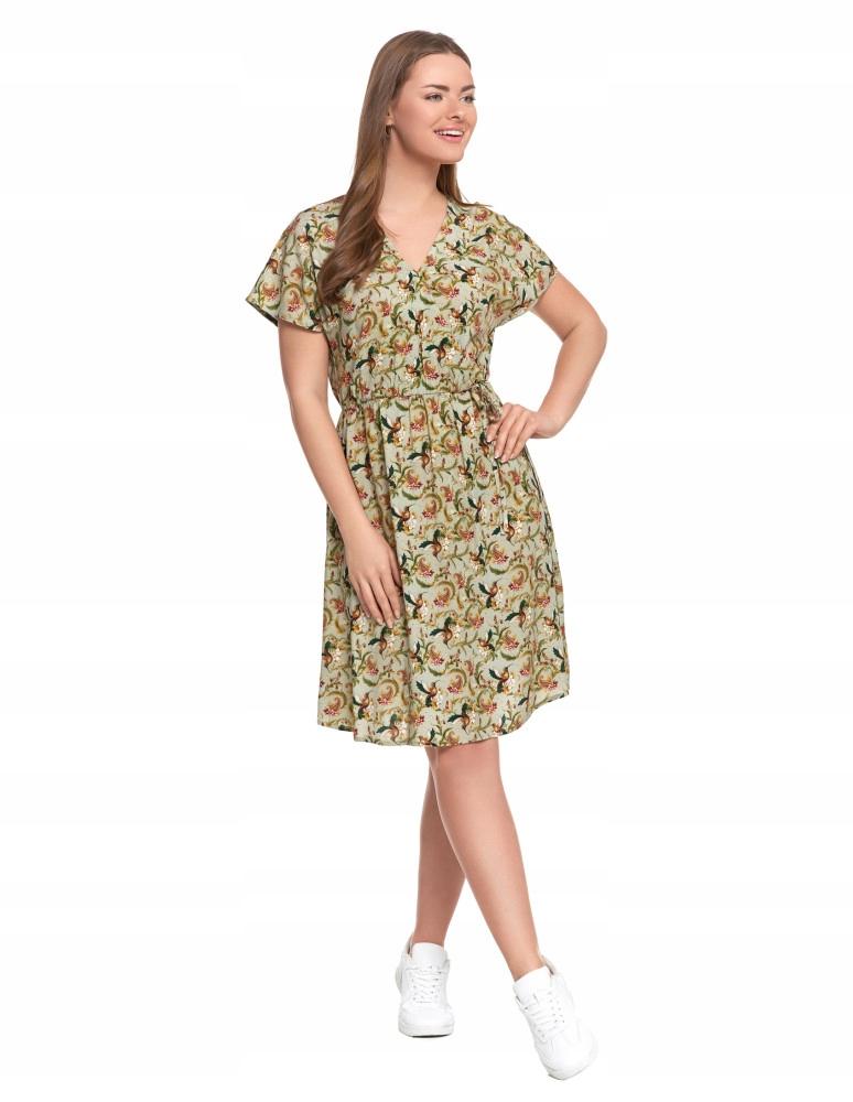 Women's Mini Dress with Envelope Neckline and Tie, Feminine MORAJ M PATT 2