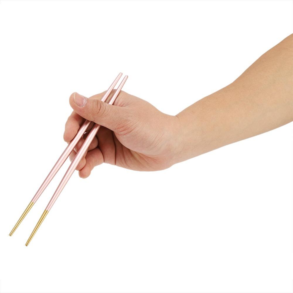 Anti-slip Strip Chopsticks Rustless Steel Food Chopsticks Durable Metal  Chopsticks  Home Dining