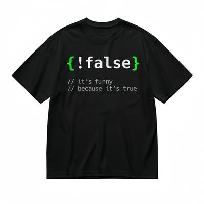 Herren Klassisches T-Shirt Falsche Code-Logik Humor mit Weißem Kommentartext T-Shirt