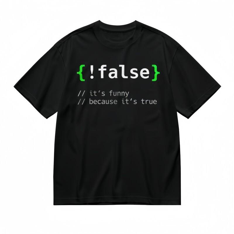 

Men s Classic T-Shirt false Code Logic Humor with White Comment Text Tee L