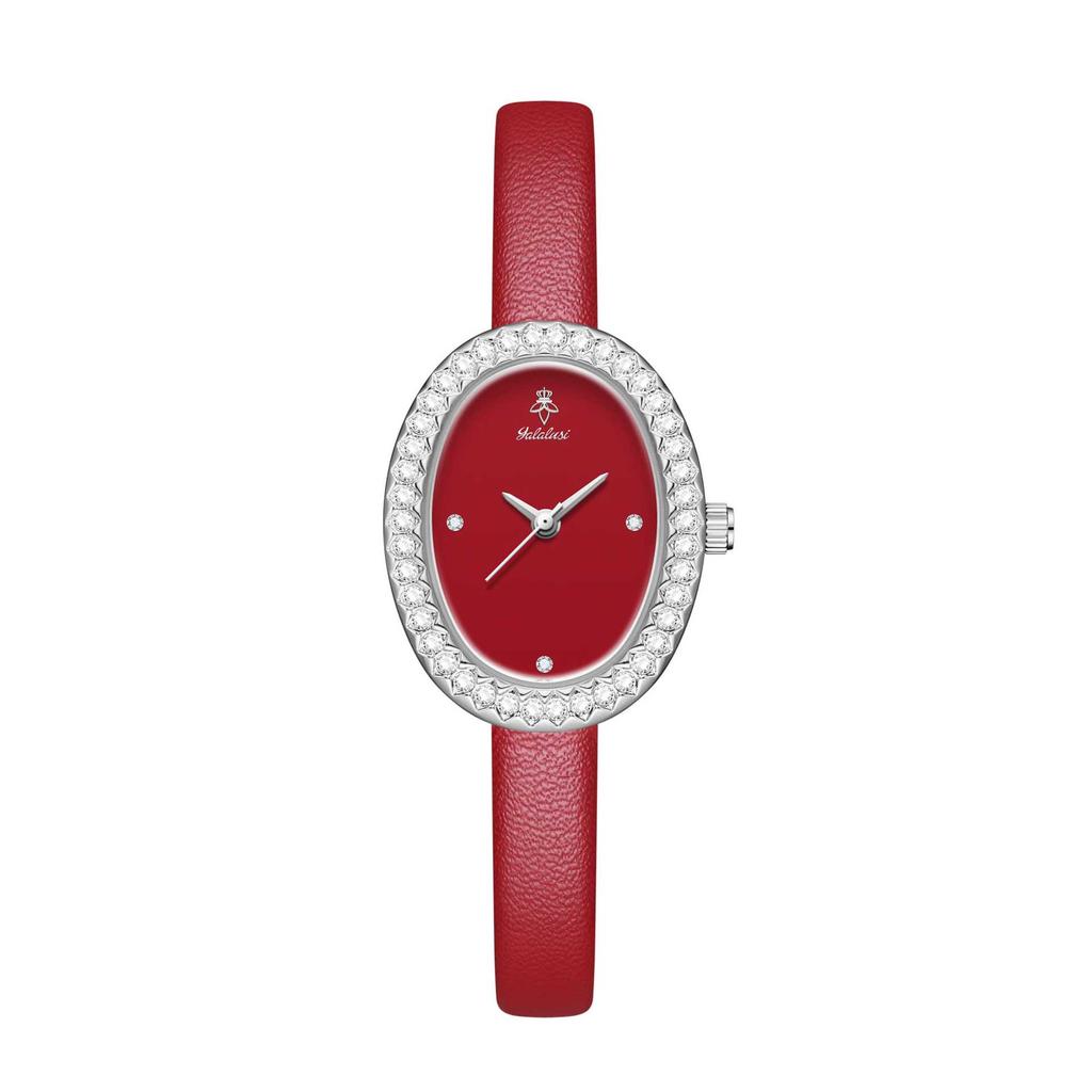 Yalalusi Diamantuhr Damen Modeuhr Weiblichkeit Kleines Zifferblatt Lederarmband Damenuhr