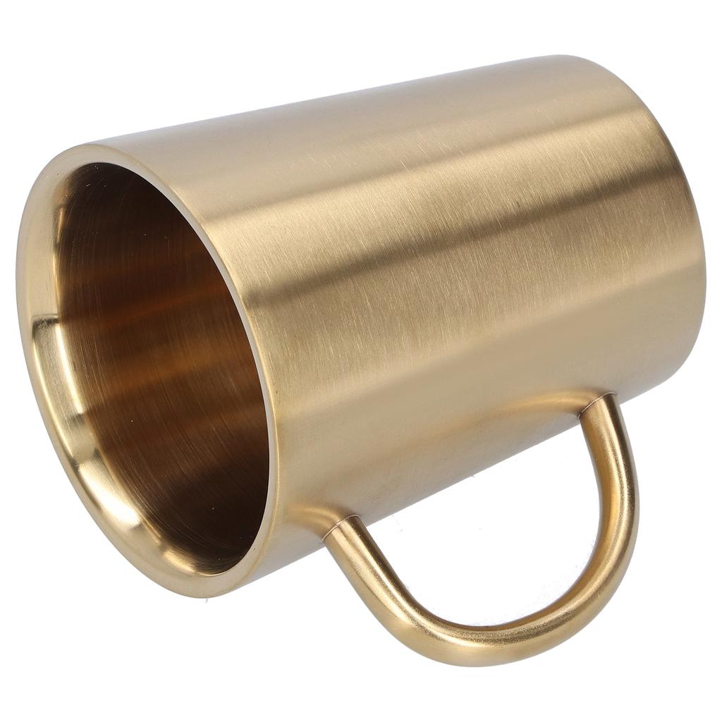 Cana de bere din oțel inoxidabil 304, 340 ml, ceașcă de cafea cu apă, cu mâner, vase de băutură cu perete dublu, aur