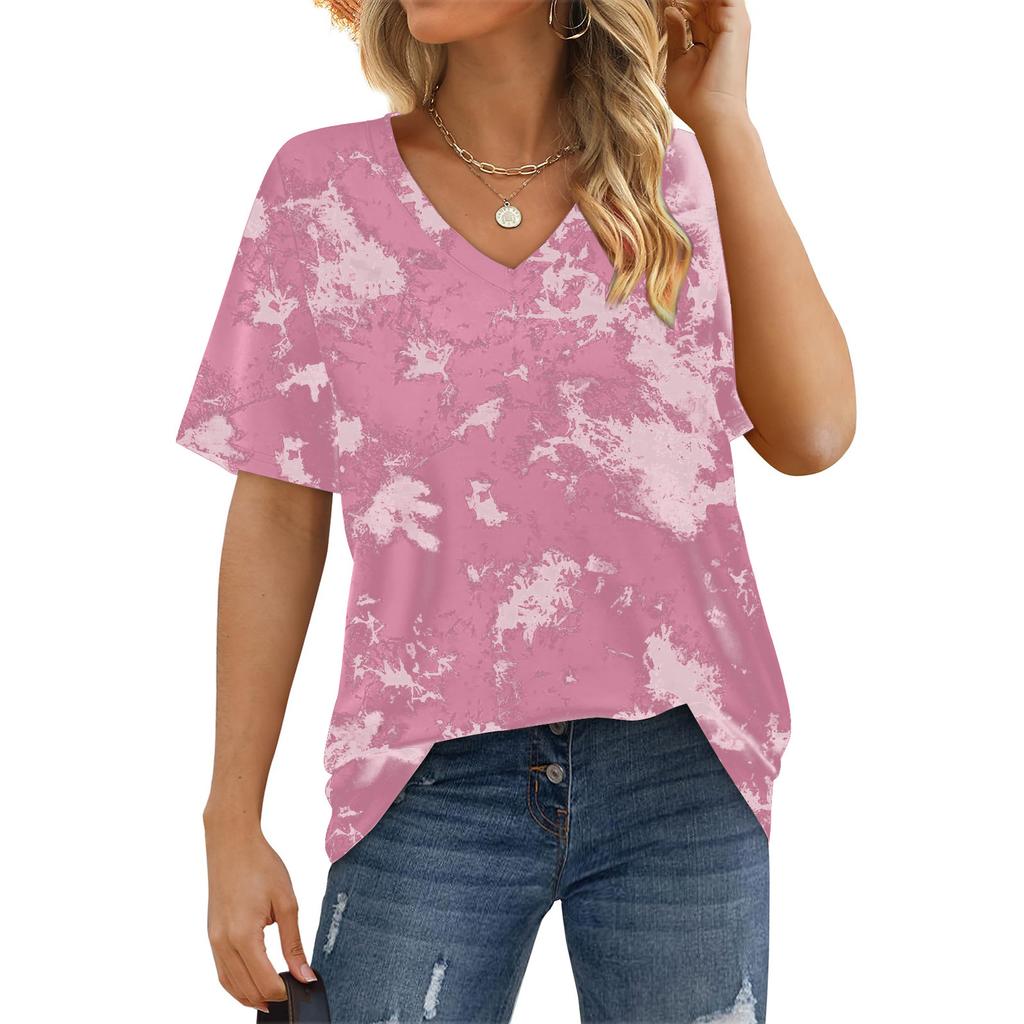 Women'S T-Shirt V-Neck Short-Sleeved Casual Loose T-Shirt Top Women'S Short-Sleeved Shirt Pullover T-Shirt