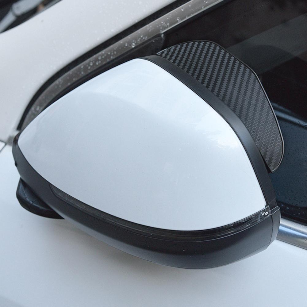 2 pçs espelho retrovisor lateral do carro chuva sobrancelha viseira de fibra carbono olhar sol sombra neve guarda tempo escudo capa acessórios automóveis