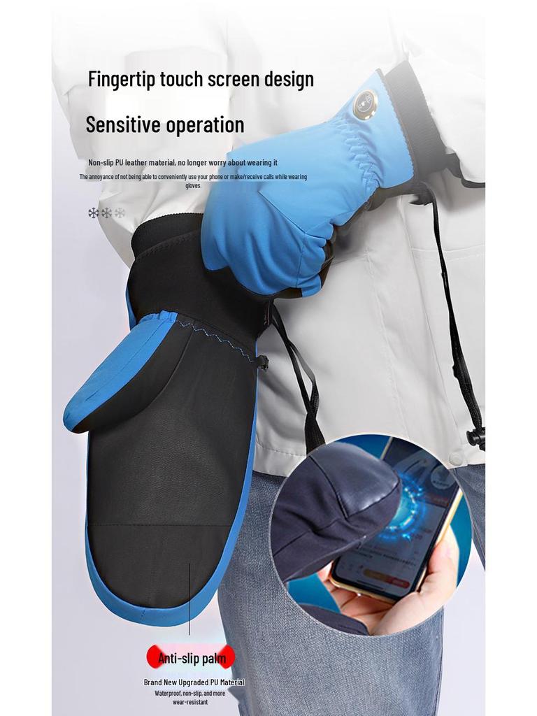 Unisex Heated Winter Mittens: Waterproof, Warm, and Ideal for Hiking, Skiing, Electric Biking, and Motorcycling.