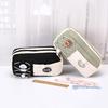 Simple Large Capacity Student Pencil Case Multi-Layer Flip Style Cute Pencil Pouch Ins Canvas Gel Pen Organizer Kids