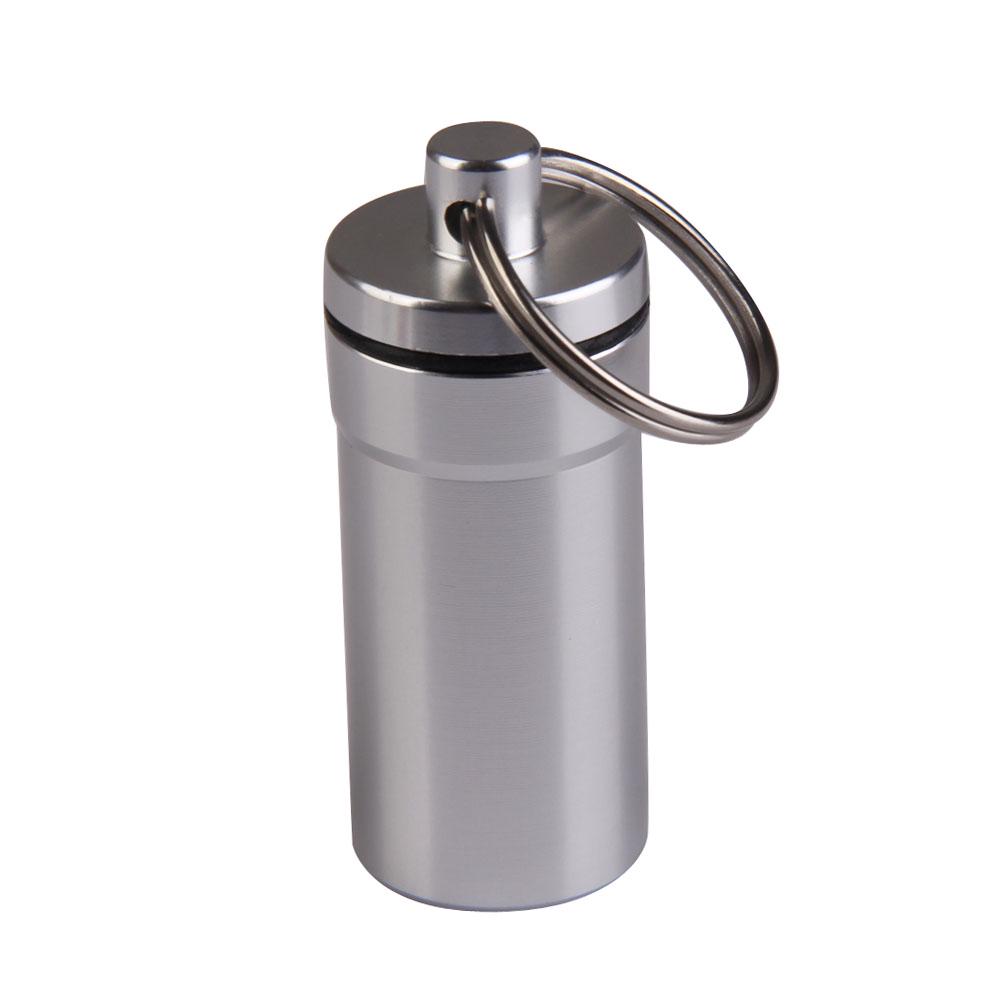Mini Pill Box Keychain Aluminum Alloy Outdoor Pocket Pill Box Container Metal Mini Pill Organizer for Medicine Organization