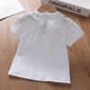 Kids Shirt Embroidered Peter Pan Collar Pink Bow Short Sleeve Summer Clothing for Ages 3-6 Girls