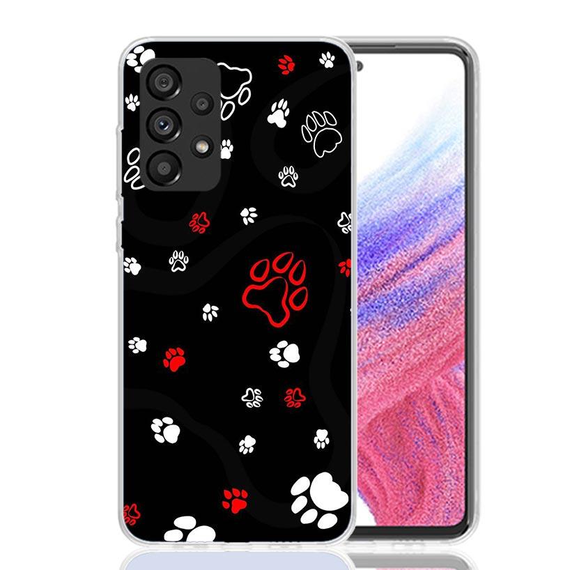 Dog Footprint Paw Cute Case Phone Cover for Samsung Galaxy A16 A15 A14 A13 A56 A55 A54 A53 A36 A35 A34 A33 A26 A25 A24 A23 A05S