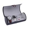 Travel Watch Case Roll Organizers Accessory For Men PU Leather Display Holder With 3 Slots Elegant Handwoven Pattern