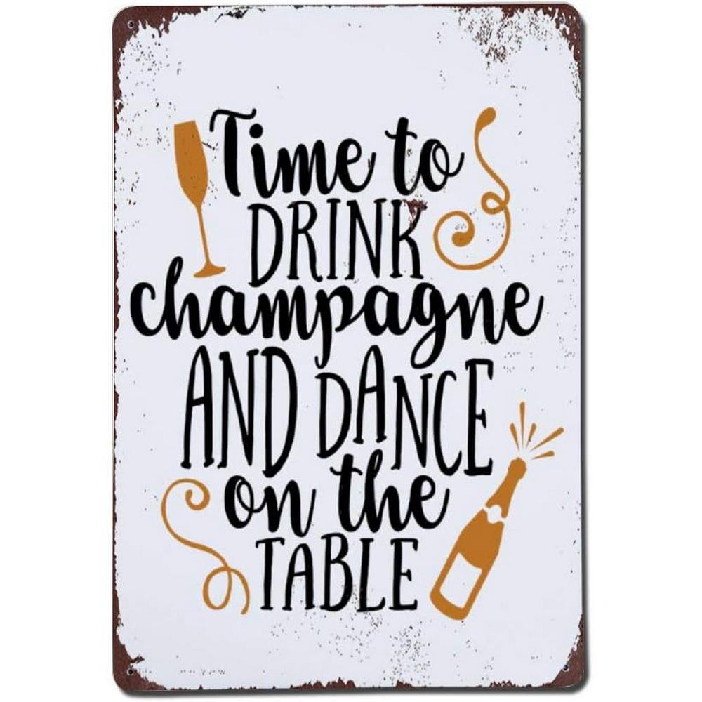 Silver Palate Champagne Vintage Retro Metal Tin Signs Vintage Wall Decor Metal Plaque Poster For Home Club Bar Pub Tavern Coffee