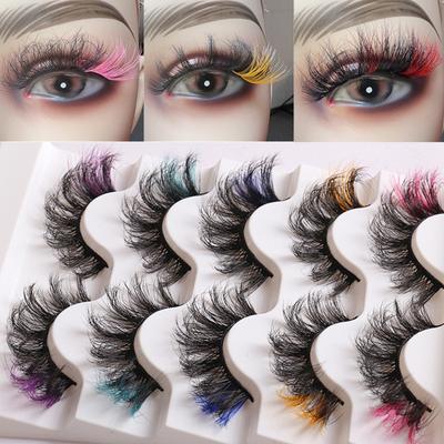 1/3/5 Paar falsche Wimpern, natürlicher Look, 3D-Effekt, dünn, lockig, flauschig, Augen-Make-up, Kunstnerzhaar, farbige künstliche Wimpern für Partys