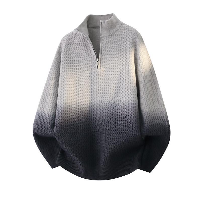 Men's Winter Fashion Gradient Half-Zip Pullover Sweater