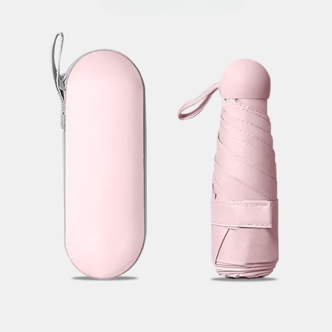 18CM 6 Ribs Lightweight Compact Pocket Umbrella with Storage Box Folding Travel Umbrella for Daily Life Sunny and Rainy Days