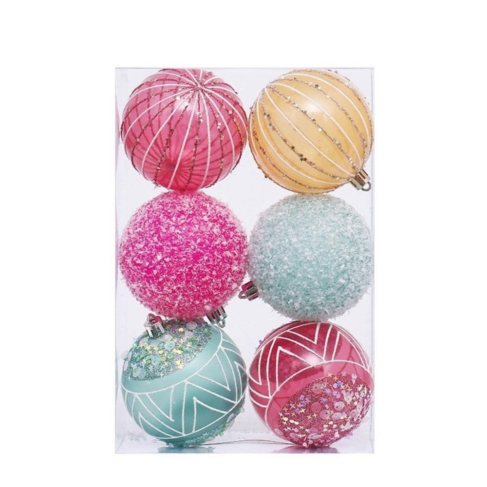 6PCS Plastic Glitter Christmas Ball Set 8cm Christmas Tree Baubles  Christmas Tree