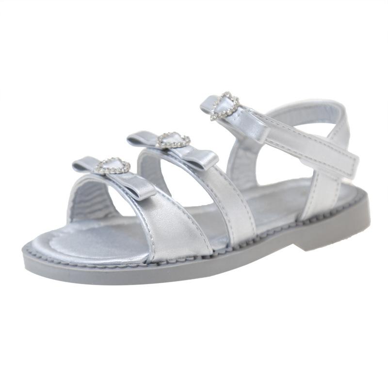 Girls sandals 2025 summer new fashion baby bow soft sole princess shoes children love beach shoes