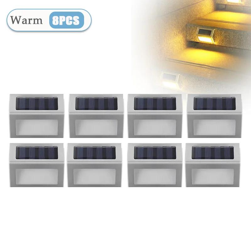 1-8PCS Solar Stainless Steel Step Light Waterproof Anti-corrosion and Environmental Protection Wall Light for Garden Fence Wall