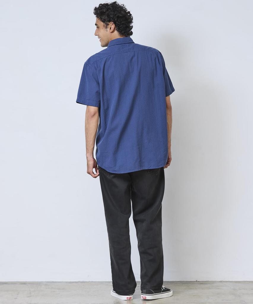 LL Bean Organic Cotton Seersucker Short Japan Size Bright 1000041817 Men's Shirt, Sleeve, Striped, Fit, M, Blue,