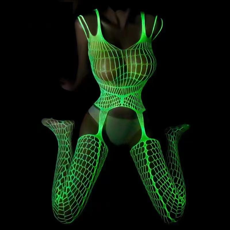 Luminous Fishing Net Stockings Sexy Hollow Out Bar Base Layer Tights Glowing Night Stockings Cool Sexy Fishnet Tights