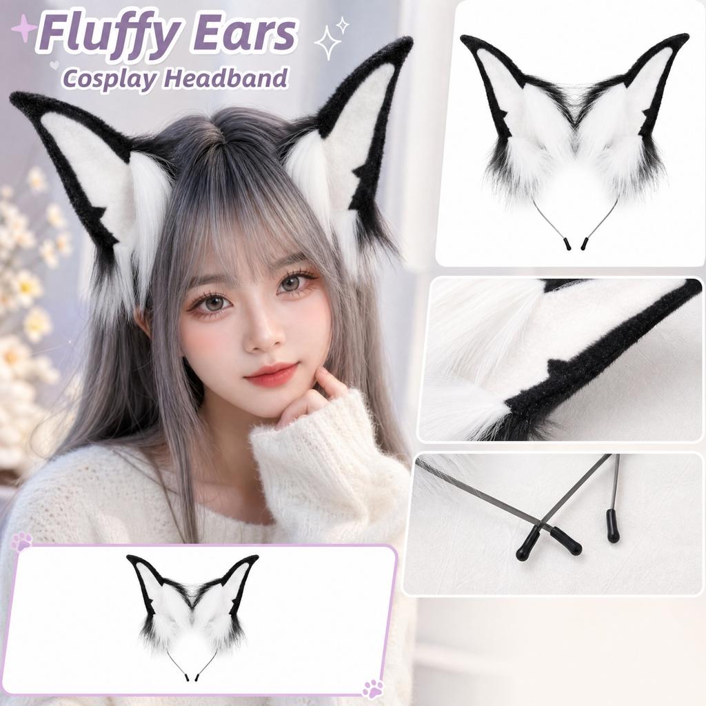 Cute Furry Animal Ear Headband for Cosplay, Anime Convention, Party and Performance