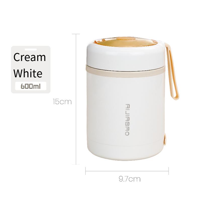 

Термос-кружка для завтрака для офисных работников на вынос, портативный мини-термос для супа, перезаряжаемый, подключаемый нагрев белый