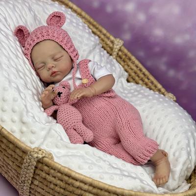 BZDOLL 48 CM 19inch Reborn Baby Doll Toys For Girl Vinyl Limbs Cloth Body Asleep Baby Doll with Knitted Suit Birthday Gift Play House Toy