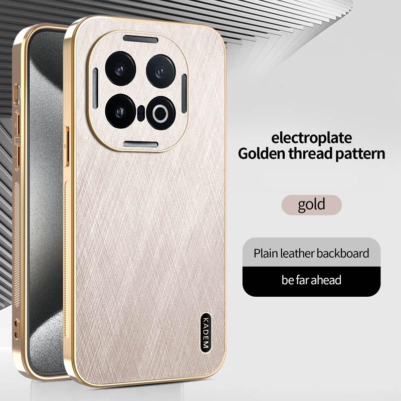 Stripe Thread Texture Leather Back Plating Case For VIVO iQOO 13 12 Pro Anti Fingerprint Anti-Slide Camera Protector Shell