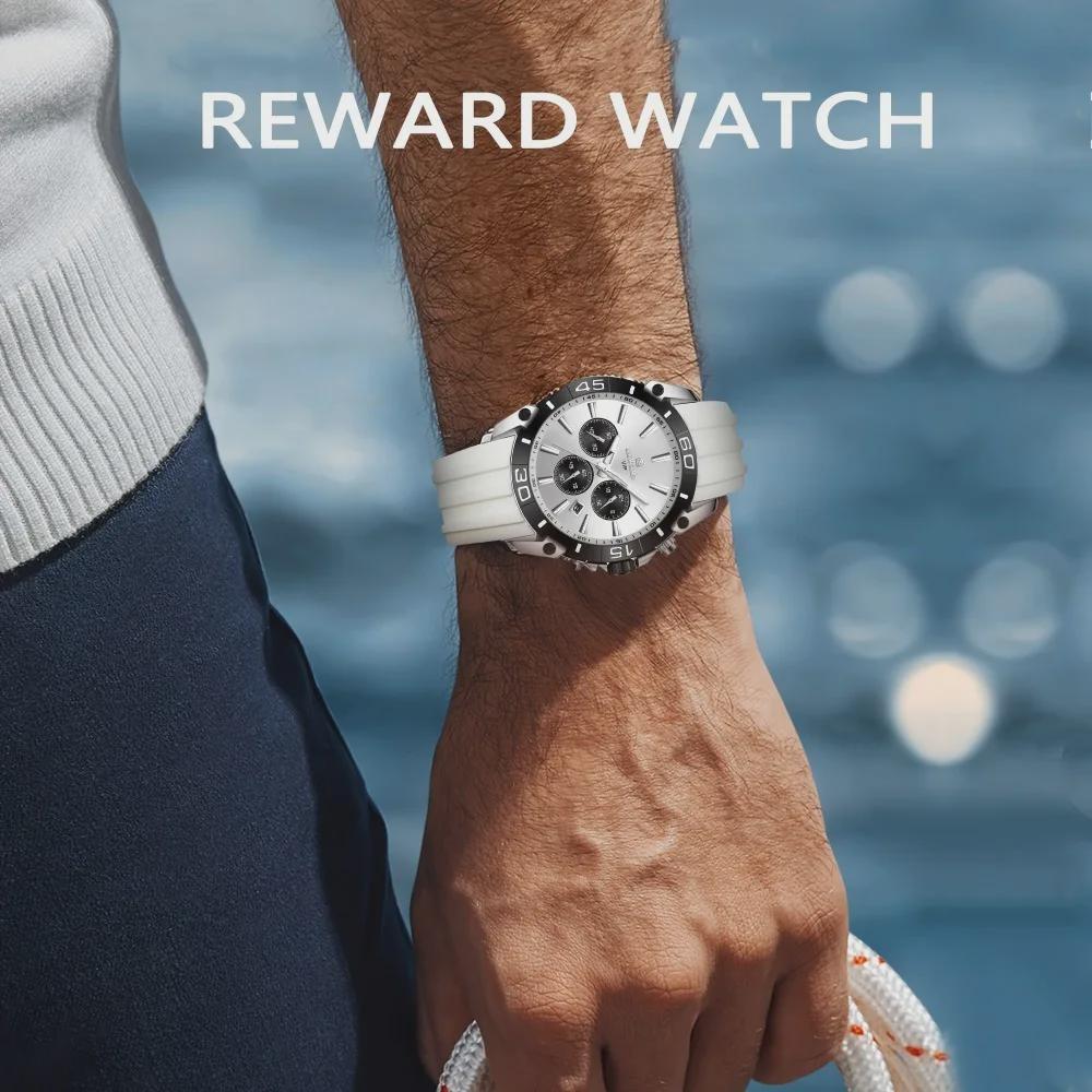 Men Silicone Quartz Mens Watch Multi Functional Waterproof Luminous Calendar Chronograph Watches