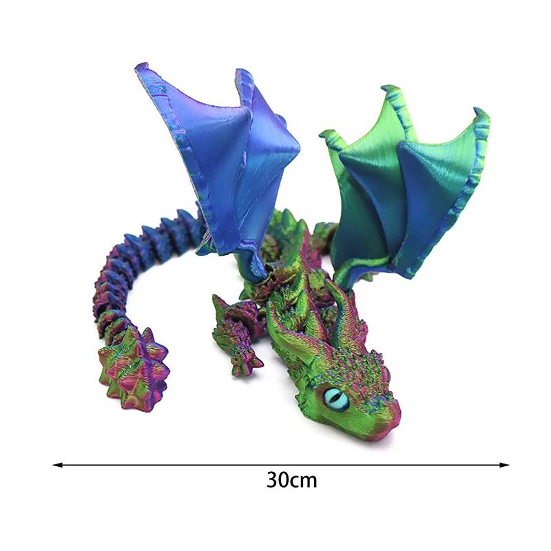 3D Printed Winged Carriage Dragon Figurine With Random Eyes Art Deco Resin Dragon Sculpture Tabletop Animal Theme Decors
