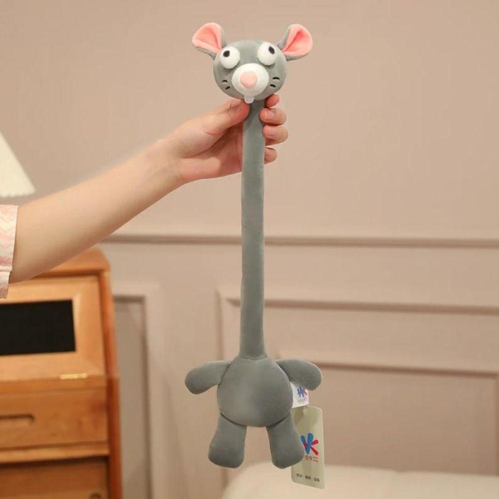 Cute Style Long Neck Giraffe Plush Keychain White Color Mouse Plush Pendant Bag Charm Decor