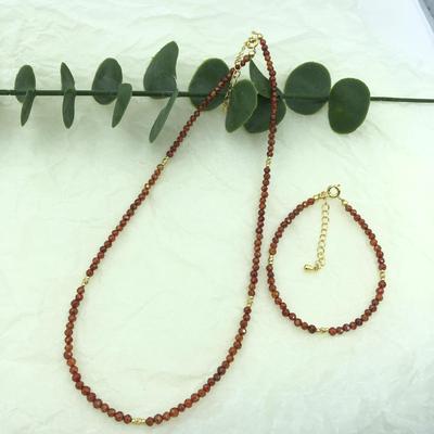 "High-Quality Natural Red Crystal Geometric Beaded Retro Choker Necklace"