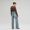 Fengxun Women's Vintage Washed High-Waist Wide-Leg Denim Jeans FXKL3113