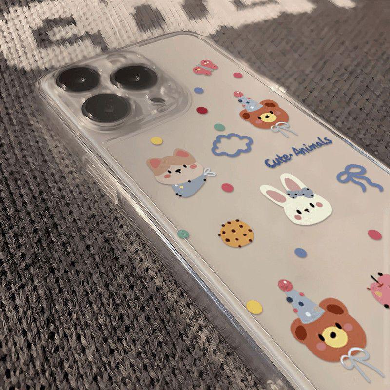 Przezroczyste etui na telefon Little Bear Rabbit dla iPhone 17 Pro, 16, 15, 13 Pro Max, 12, 11