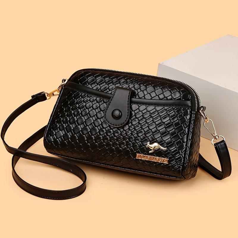 Kangaroo Woven Small Square Bag, Women's Fashion Crossbody Shoulder Bag