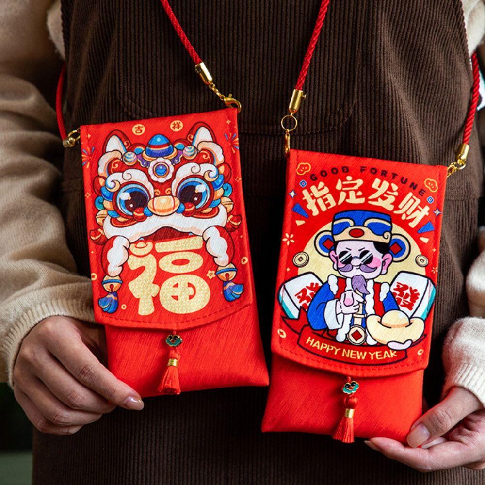 Chinese New Year 2025 Red Pocket Spring Festival Lucky Red Pockets Fabric Red Envelop  New Year