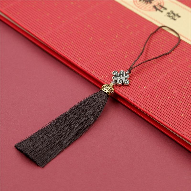 Chinese Style Tassel Ear Metal Hat Plus Beads Hanging Ear Ancient Style Bookmark Cheongsam Hanfu Pressure Placket Tassel Accessories Pendant