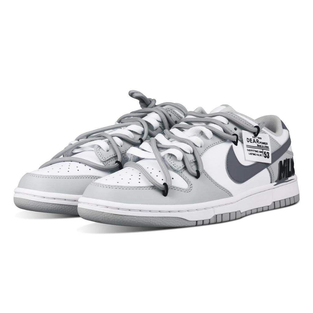 Nike Dunk Graffiti Dämpfung, Abriebfeste Low-Top Skateboard-Schuhe Herren Weiß Grau DD1391-103(Team58-)