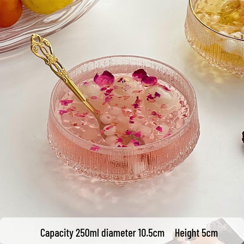 VAKADA Japanese Retro Embossed Glass Dessert Bowl